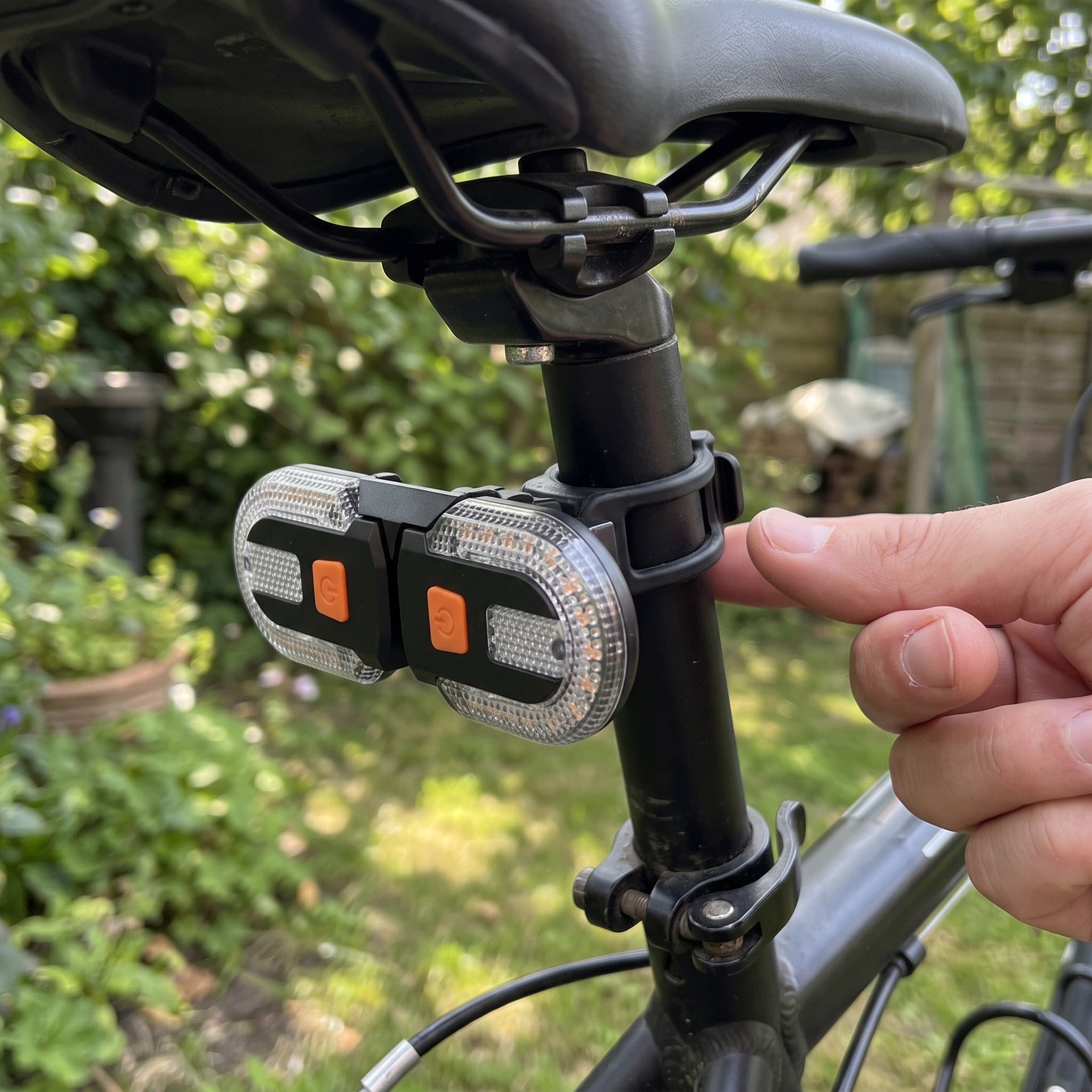 Checking the rear light mount on a seatpost