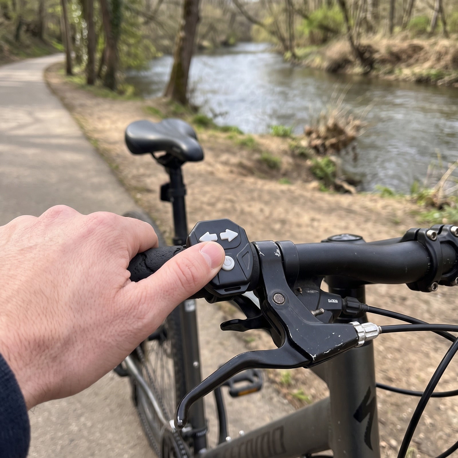 Daniel K. with a bike turn signal light